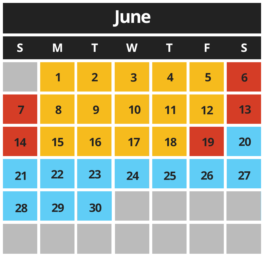 Paintball Calendar June 2026