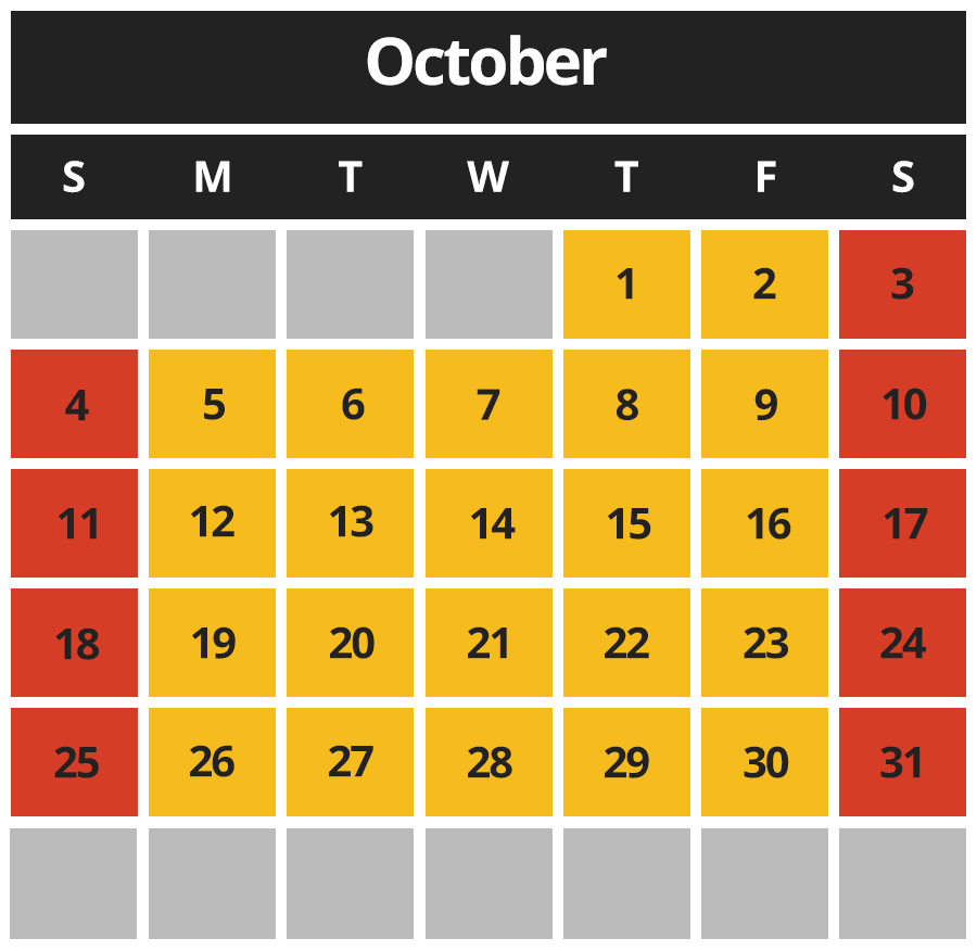 Paintball Calendar Oct 2026