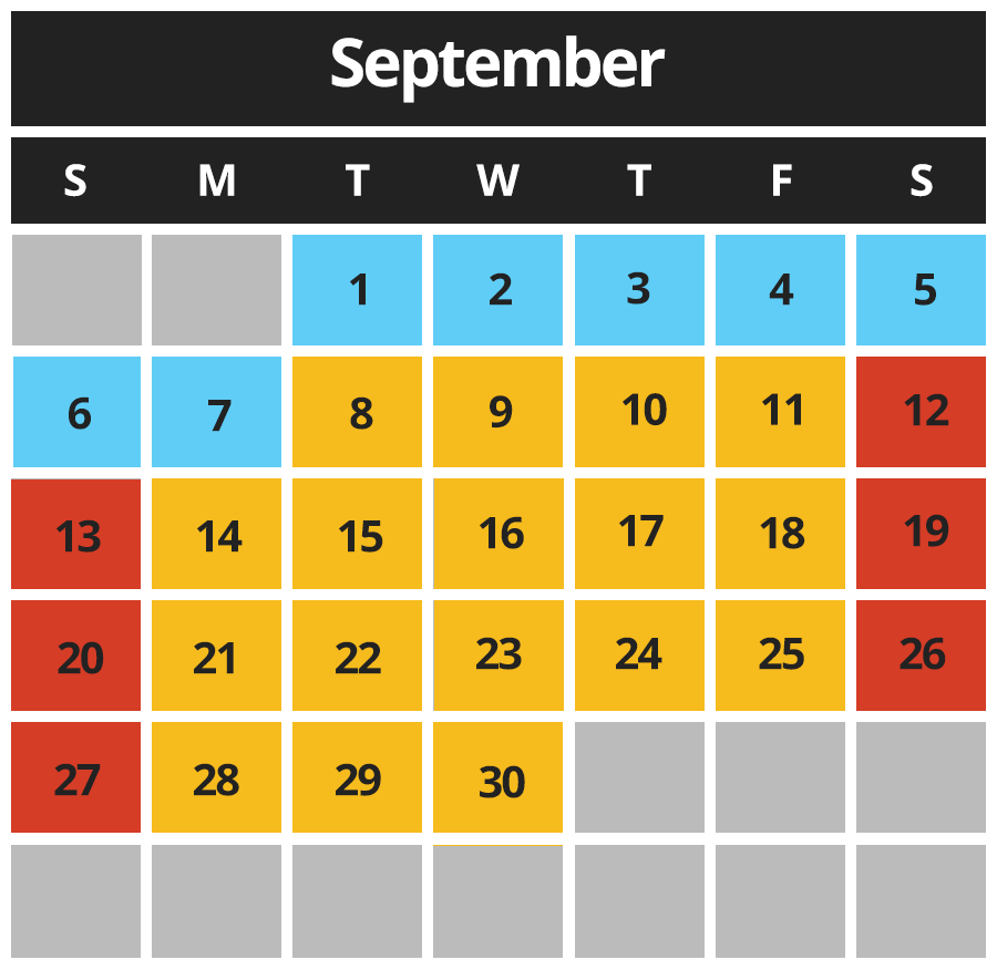 Paintball Calendar September 2026